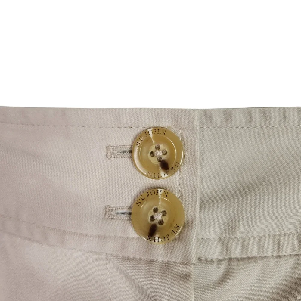 ST. JOHN SPORT Pants Womens 4‎ Tan Khaki Double Button Trouser Classic Designer